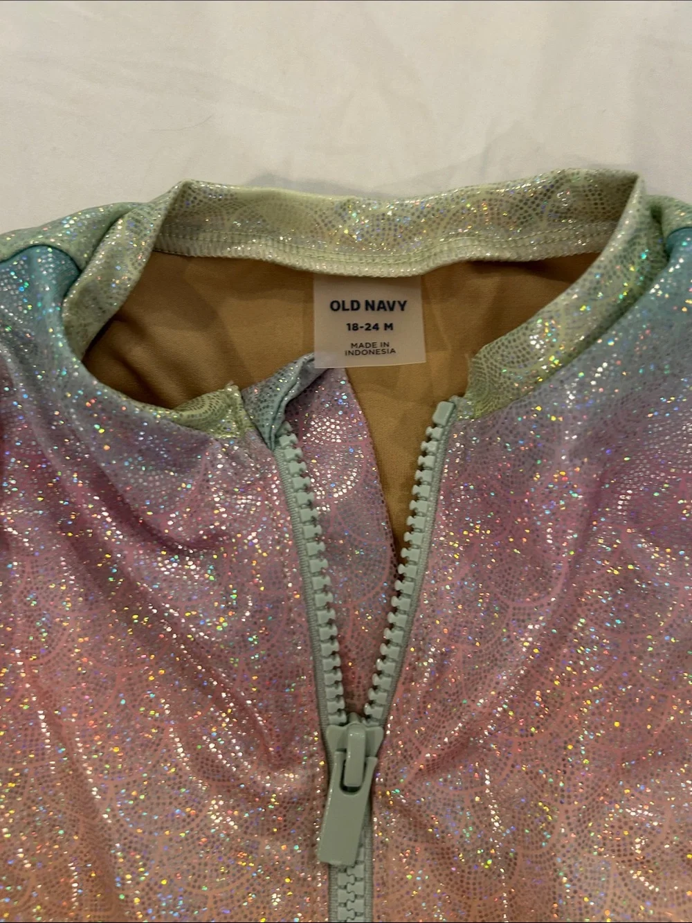 Old Navy Girls' Shimmery Pastel Rainbow Long-Sleeve One-Piece